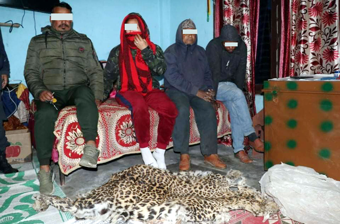 बाघके छालासहित ४ जाने पक्राउ