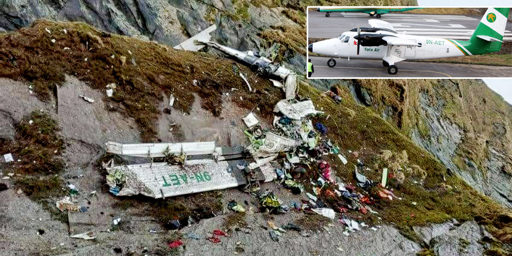 तारा एयरके विमान दुर्घटनाग्रस्त अवस्थामे मिलल