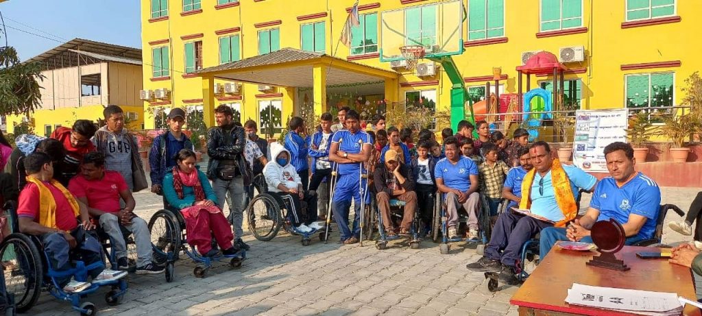 अपांगता हुइल व्यक्तिहुकनके लाग ह्वील चेयर बास्केट बल प्रतियोगिता