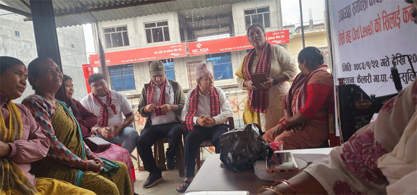 टिसरा तहके एक महिने सिलाई कटाई तालिम सुरु